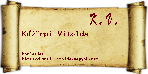 Kárpi Vitolda névjegykártya